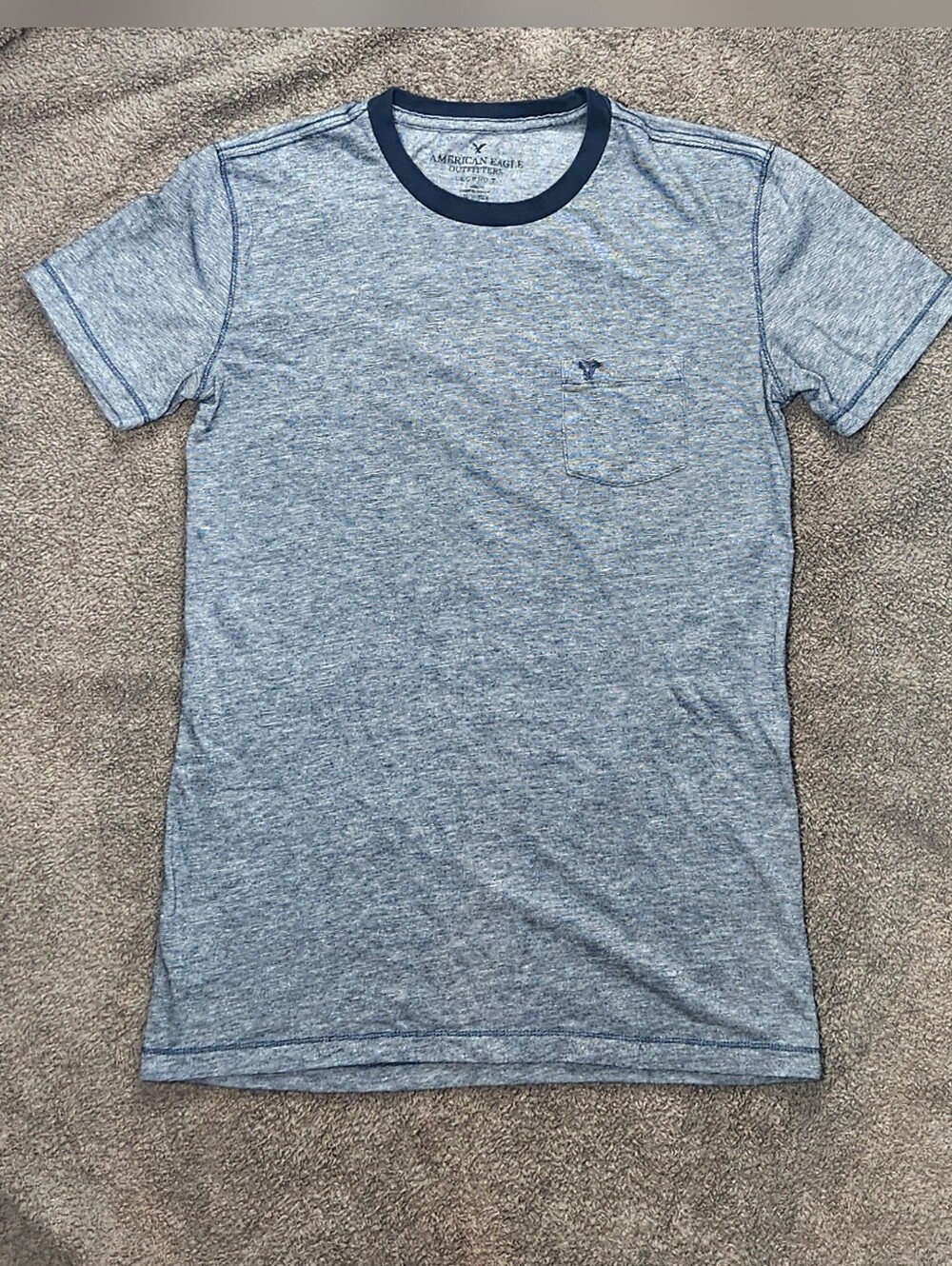 Navy Blue and White Micro Stripe American Eagle Outfitters T-Shirt